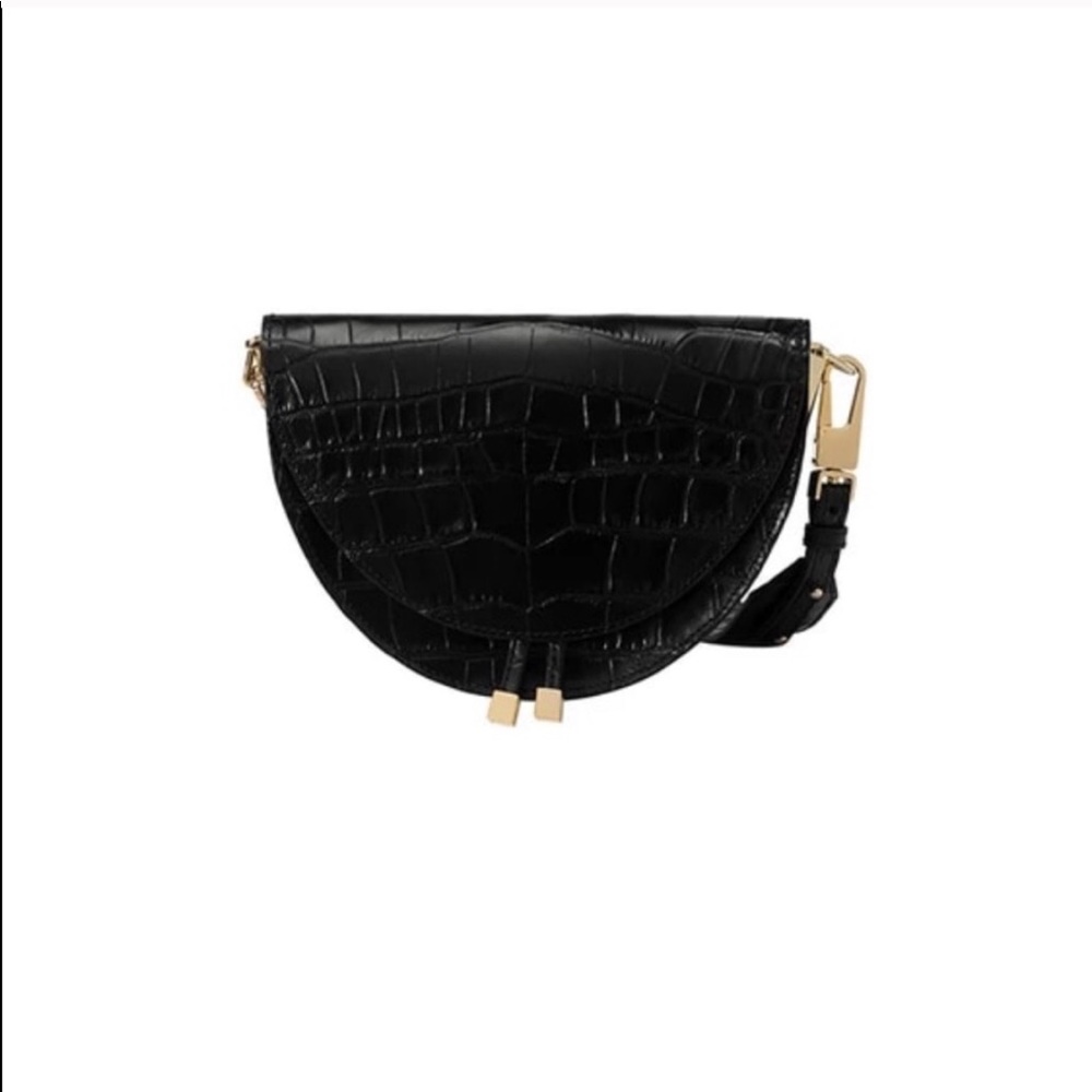 Black Crocodile Crossbody